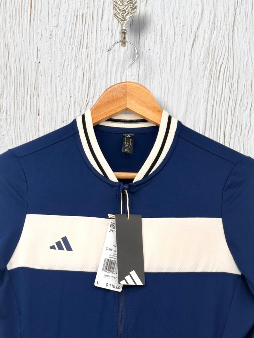Adidas Cycling Club Navy & Chalk White Zip Performance Jersey L - Picture 2 of 8